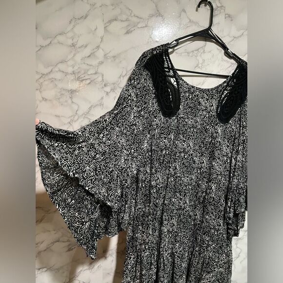 Volcom Stone Row Whiskey Mountain Drop Waist Bell Sleeves Dress Size M - Picture 4 of 12